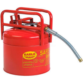 JUSTRITE SAFETY GROUP 1215SX5 Eagle D.O.T. Approved Transport Can with 5/8"Flexible Hose Type II Red 5 Gal., 1215SX5 image.