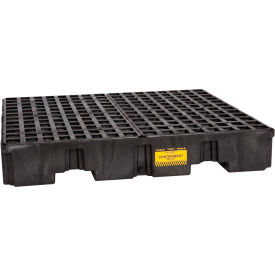 Justrite Safety Group 1645B Eagle 1645B 4 Drum Low Profile Spill Containment Pallet - Black with Drain image.