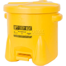 Justrite Safety Group 935FLY Eagle 10 Gallon Poly Waste Can W/ Foot Lever, Yellow - 935FLY image.