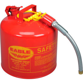 JUSTRITE SAFETY GROUP U251S Eagle Type II Safety Can with 7/8" Spout - 5 Gallons - Red image.