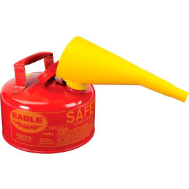 JUSTRITE SAFETY GROUP UI10FS Eagle Type I Safety Can - 1 Gallon with Funnel - Red image.