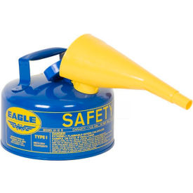 Justrite Safety Group UI10FSB Eagle Type I Safety Can - 1 Gallon with Funnel - Blue image.