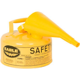 Justrite Safety Group UI10FSY Eagle Type I Safety Can - 1 Gallon with Funnel - Yellow image.