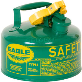 Justrite Safety Group UI10SG Eagle Type I Safety Can - 1 Gallon - Green image.