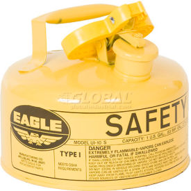 Justrite Safety Group UI10SY Eagle Type I Safety Can - 1 Gallon - Yellow image.