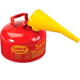 JUSTRITE SAFETY GROUP UI20FS Eagle Type I Safety Can - 2 Gallon with Funnel - Red image.