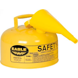 Justrite Safety Group UI20FSY Eagle Type I Safety Can - 2 Gallon with Funnel - Yellow image.