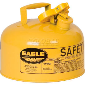 Justrite Safety Group UI20SY Eagle Type I Safety Can - 2 Gallons - Yellow image.
