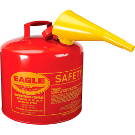 JUSTRITE SAFETY GROUP UI50FS Eagle Type I Safety Can - 5 Gallon with Funnel - Red image.