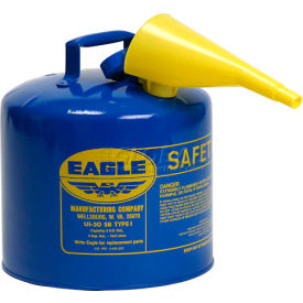 Justrite Safety Group UI50FSB Eagle Type I Safety Can - 5 Gallon with Funnel - Blue image.