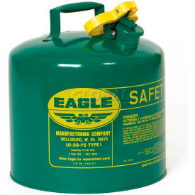 Justrite Safety Group UI50SG Eagle Type I Safety Can - 5 Gallons - Green image.