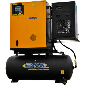 Emax Compressor ERVK070001 EMAX ERVK070001, 7.5 HP Rotary Screw Compressor, 120 Gal, Horz, 145 PSI, 29 CFM, 1 PH 208/232V image.