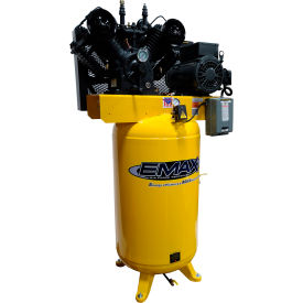 Emax Compressor PE07V080V1 EMAX PE07V080V1, 7.5HP, Two-Stage Compressor, 80 Gallon, Vertical, 175 PSI, 26 CFM, 1-Phase 208-230V image.