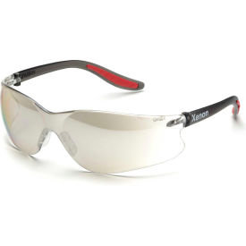 Erb Industries Inc WELSG14IO Elvex® Xenon™ Safety Glasses, Indoor/Outdoor HC/PC Lens, Black Frame/Red Tips, 12/Pack image.