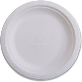 Eco-Products® Vanguard Renewable & Compostable Sugarcane Plates 10" Dia. White Pack of 500