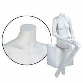 Mondo Mannequins EVE-6HL Fem. Mannequin - Headless, Hands on Lap, Seated - Cameo White image.