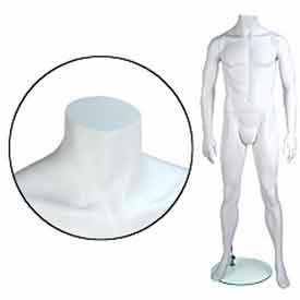 Male Mannequin - Headless, Arms by Side, Legs Bent - Cameo White