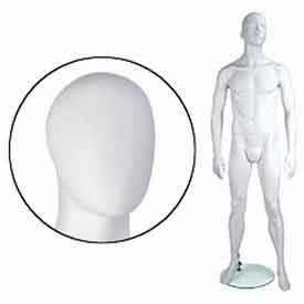 Mondo Mannequins GEN-1H-OV Male Mannequin - Oval Head, Arms by Side, Legs Bent - Cameo White image.