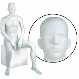 Male Mannequin - Abstr. Head, Seated - Cameo White