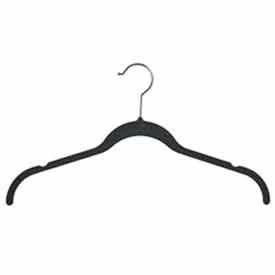 Econoco Corp HSL17NB50 17" L Shirt And Blouse Hanger With Notches - Flocked Velvet Black image.