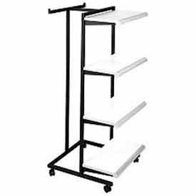 Econoco Corp K410/AL Frame w/ 4-24" Almond Shelves and 1 T-Stand 1" Square Tubing - Black Frame image.