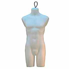 Mondo Mannequins PEM78W Male Torso Form with Wire Loop - Milky White image.