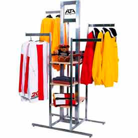 Econoco Corp T502SC-H 44"L x 24"W x 72"H Cross Merchandising 4-Way Rack - Satin Chrome image.