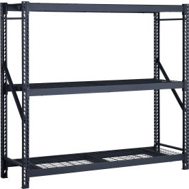 MuscleRack 3 Tier Wire Deck Steel Bulk Rack 77"W x 24"D x 72"H Black 