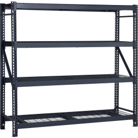 MuscleRack 4 Tier Wire Deck Steel Bulk Rack 84"W x 24"D x 84"H Black 