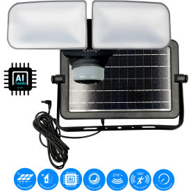 eLEDing® 180-Degree Motion Activated LED Area Light with Dual Solar Panel 10W 1200 LM Black