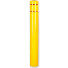 Encore Commercial Products Inc 3507R Post Guard® Bollard Cover 3507R, 10-7/8"Dia. X 60"H, Yellow W/Red Tape image.
