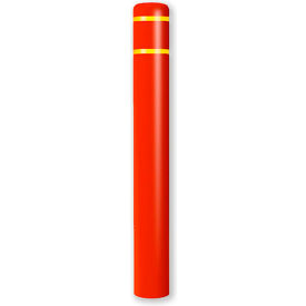 Encore Commercial Products Inc 3519Y Post Guard® Bollard Cover 8-7/8" Dia.  x 72" H, Red/Yellow Tape image.