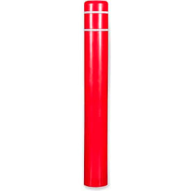 Encore Commercial Products Inc 3521W Post Guard® Bollard Cover 3521W, 10-7/8"Dia. X 60"H, Red W/White Tape image.