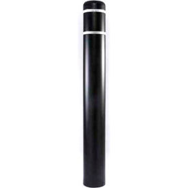 Encore Commercial Products Inc 7X52BLKW Post Guard® Bollard Cover, 7" Dia. x 52"H, Black W/ White Tape, 7X52BLKW image.