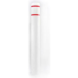 Encore Commercial Products Inc 7X52WR Post Guard® Bollard Cover, 7" Dia. x 52"H, White W/ Red Tape, 7X52WR image.