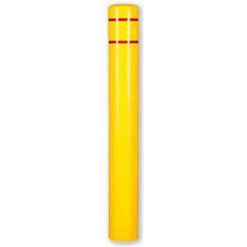 Encore Commercial Products Inc 8x52YR Post Guard® Bollard Cover, 8 7/8" Dia. x 52"H, Yellow W/ Red Tape, 8x52YR image.