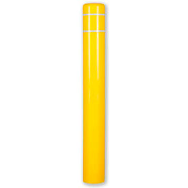 Encore Commercial Products Inc 8x52YW Post Guard® Bollard Cover, 8 7/8" Dia. x 52"H, Yellow W/ White Tape, 8x52YW image.