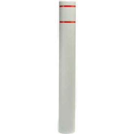 Encore Commercial Products Inc CL1385C Post Guard® Bollard Cover CL1385C, 4-1/2"Dia. X 52"H, Grey W/Red Tape image.