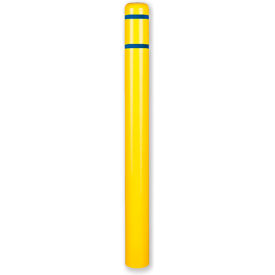 Encore Commercial Products Inc CL1385DDBT Post Guard® Bollard Cover 4.5"Dia. X 52" H, Yellow/Blue Tape image.
