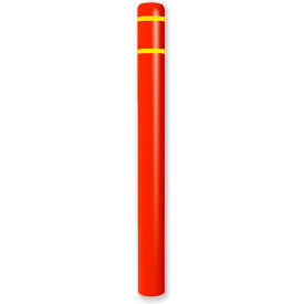 Encore Commercial Products Inc CL1385GYT Post Guard® Bollard Cover 4.5"Dia. x 64" H, Red/Yellow Tape image.