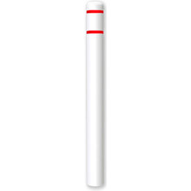 Encore Commercial Products Inc CL1385O64WRT Post Guard® Bollard Cover 4.5"Dia. X 64" H, White/Red Tape image.