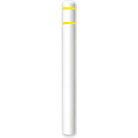 Encore Commercial Products Inc CL1385OYT64 Post Guard® Bollard Cover 4.5"Dia. X 64" H, White/Yellow Tape image.