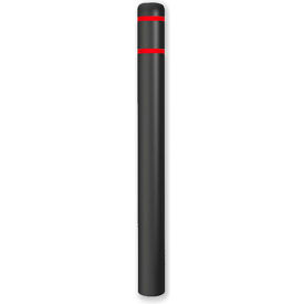 Encore Commercial Products Inc CL1385QRT64 Post Guard® Bollard Cover 4.5"Dia. x 64" H, Black/Red Tape image.