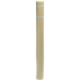 Encore Commercial Products Inc CL1385V Post Guard® Bollard Cover CL1385V, 4-1/2"Dia. X 52"H, Beige W/White Tape image.