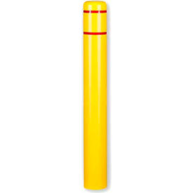 Encore Commercial Products Inc CL1386-A Post Guard® Bollard Cover CL1386-A, 7"Dia. X 60"H, Yellow W/Red Tape image.