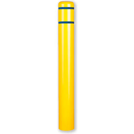 Encore Commercial Products Inc CL1386FBT Post Guard® Bollard Cover 7"Dia. x52" H, Yellow/Blue Tape image.
