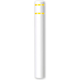 Encore Commercial Products Inc CL1386IYT Post Guard® Bollard Cover 7"Dia. x 60" H, White/Yellow Tape image.