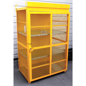 Encore Commercial Products Inc ENC-20-18-Yellow 18 Capacity 20 Lbs Cylinders Heavy Duty Steel Gas Cylinder Cage 44"Wx30"Dx70"H Yellow, Manual Close image.