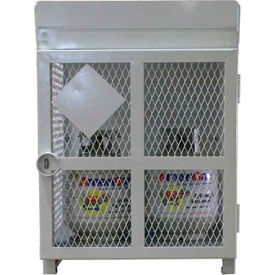 Encore Commercial Products Inc ENC-20-4-WHITE 4 Capacity 20 Lbs Cylinders Heavy Duty Steel Gas Cylinder Cage 30"Wx30"Dx38"H White, Manual Close image.