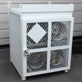 Encore Commercial Products Inc ENC-FC-33-4 4 Capacity 33 Lbs Cylinders Heavy Duty Steel Gas Cylinder Cage 30"Wx30"Dx38"H White, Manual Close image.